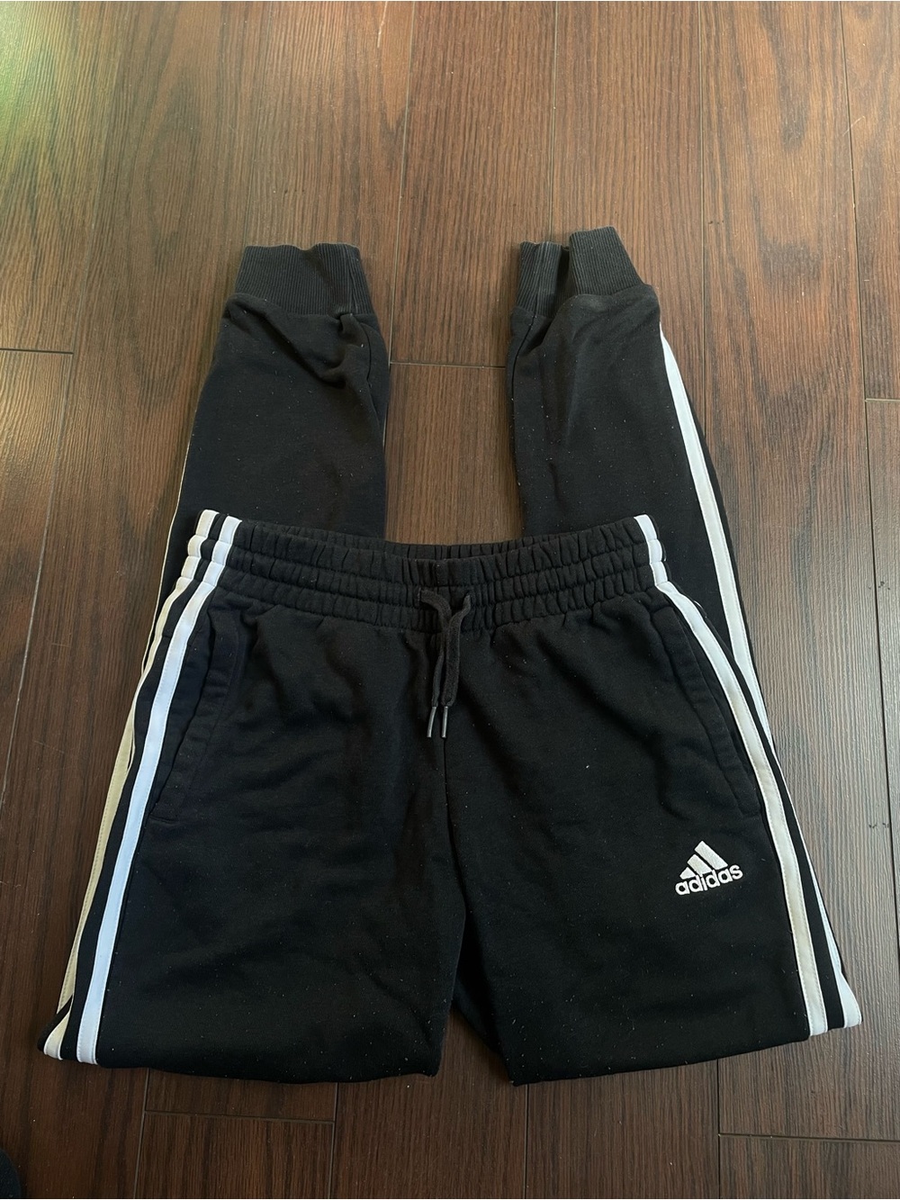 adidas Black Jogger Sweatpants with White Side 3 Stripes